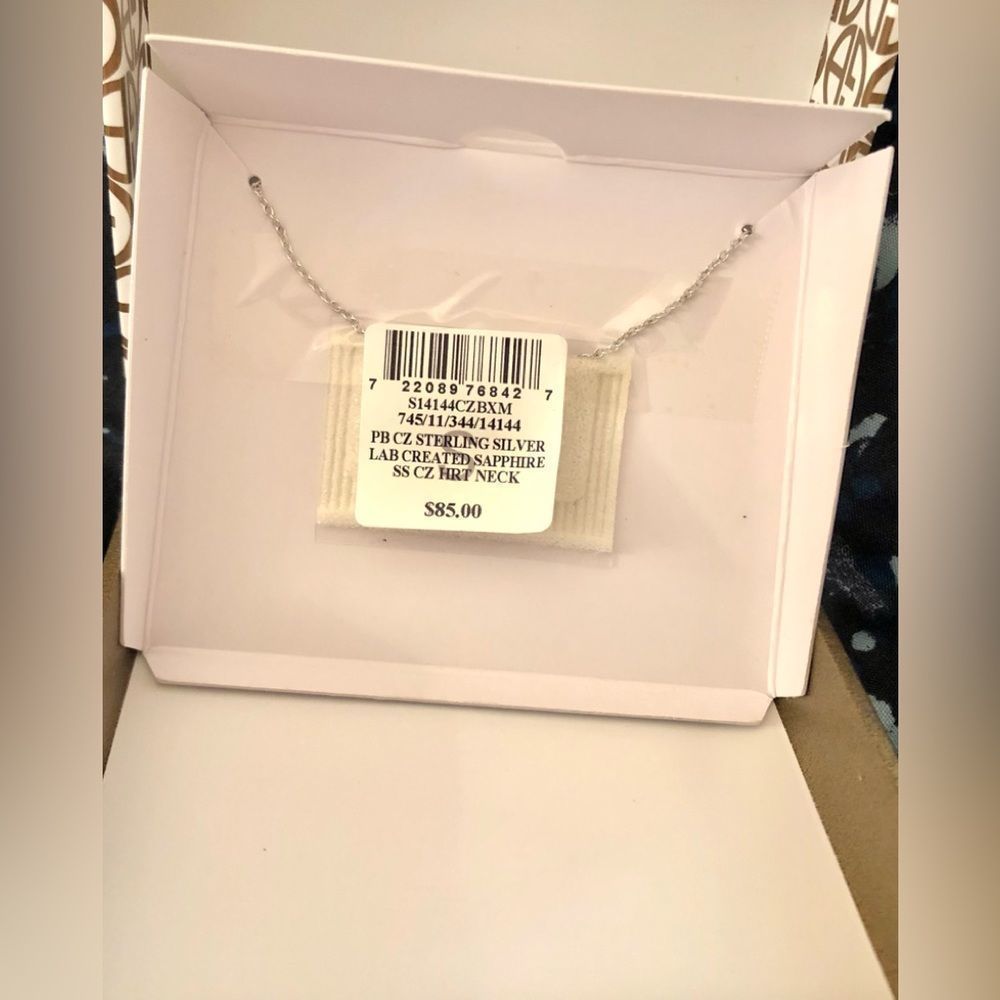 NWT sapphire and cubic zirconia silver heart pendant necklace Giani Bernini - Picture 6 of 9